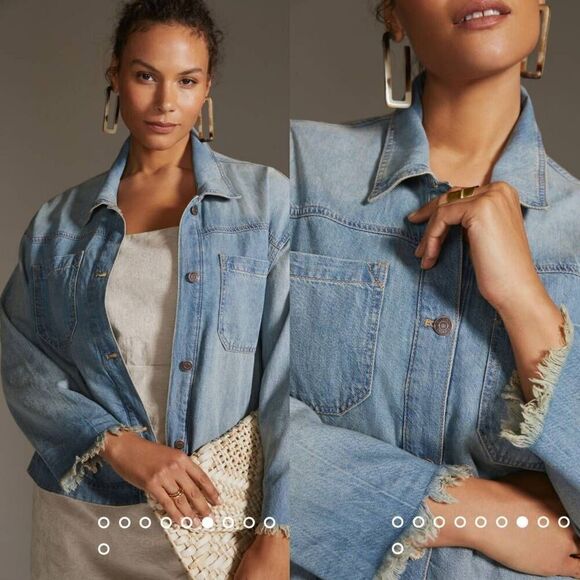 Anthropologie Pilcro Slouchy Trucker Denim Jacket M NWOT - Picture 2 of 12